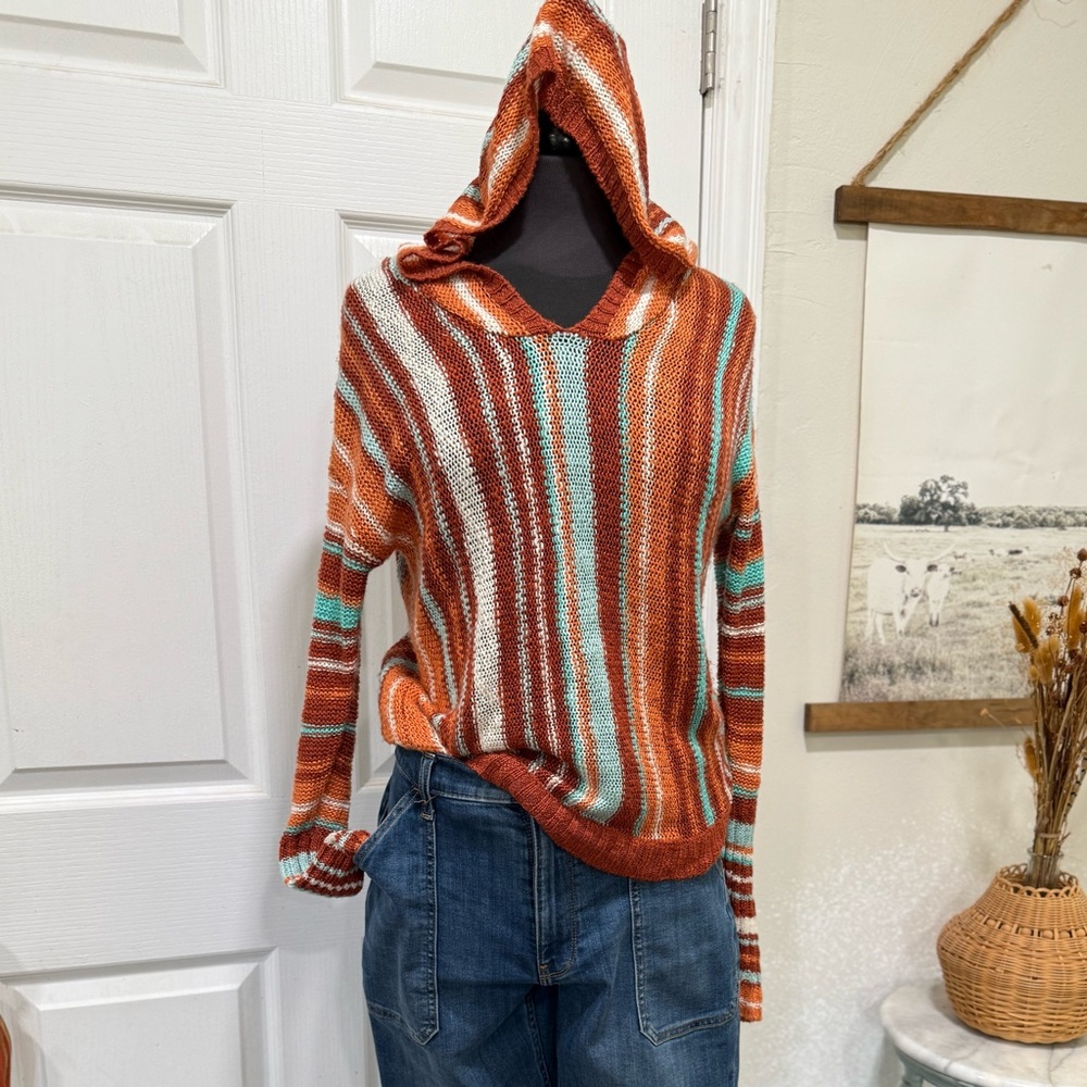 Striped Hooded Sweater - Multicolor